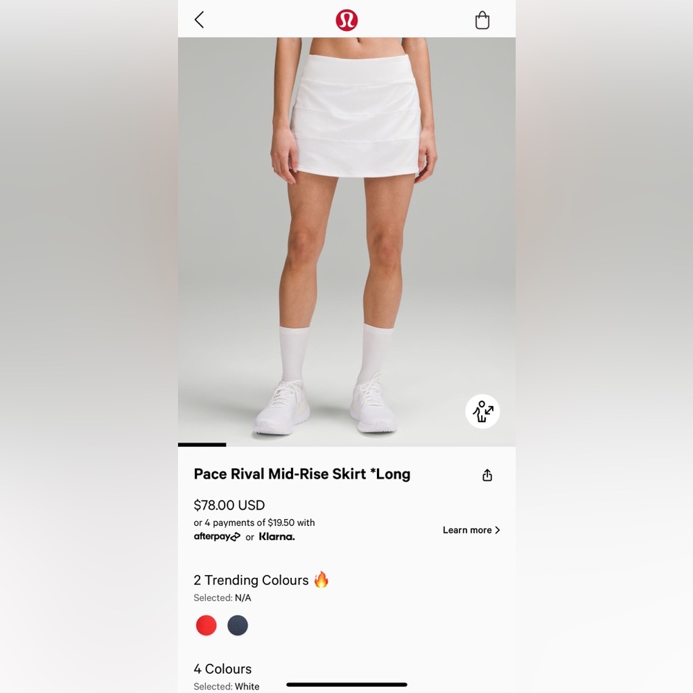 Pace Rival Mid Rise Skirt *Long White
